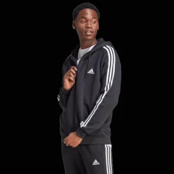 Essential Fleece 3-Stripes Full Zip, Hettejakke, Herre