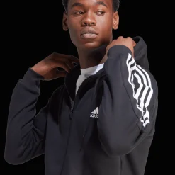 Essential Fleece 3-Stripes Full Zip, Hettejakke, Herre