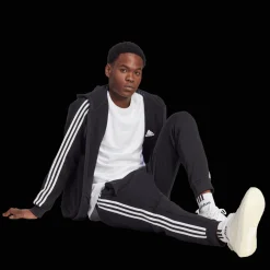 Essential Fleece 3-Stripes Full Zip, Hettejakke, Herre