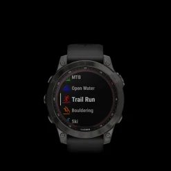 Fenix 7 Sapphire Solar, Carbon Gray Dlc Titan With Black Band, Multisportklokke Unisex